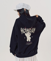 LMR（エルエムアール）の「シャニョン レタリンググラフィックフード ブラック（パーカー）」