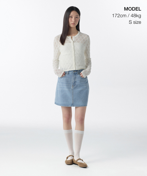 MUSINSA STANDARD WOMAN（ムシンサスタンダードウーマン）の「ウィメンズダイアグリッドクロシェカーディガン[アイボリー]（カーディガン/ボレロ・レディース・その他・SMALL/X-SMALL/MEDIUM/LARGE）」の2枚目の写真