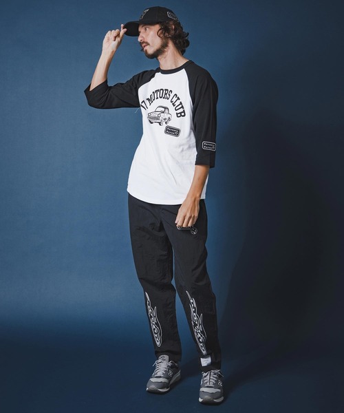 seventy seven(セブンティセブン)の「mt10168-half sleeve raglan t-shirt (77motors) ラグランTシャツ(7726S080)(Tシャツ/カットソー・メンズ・ホワイト×ネイビー/グレー系その他/ホワイト×ブラック・XL/L/M/S)」の11枚目の写真