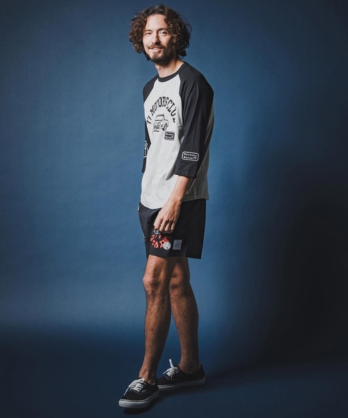seventy seven(セブンティセブン)の「mt10168-half sleeve raglan t-shirt (77motors) ラグランTシャツ(7726S080)(Tシャツ/カットソー・メンズ・ホワイト×ネイビー/グレー系その他/ホワイト×ブラック・XL/L/M/S)」の16枚目の写真