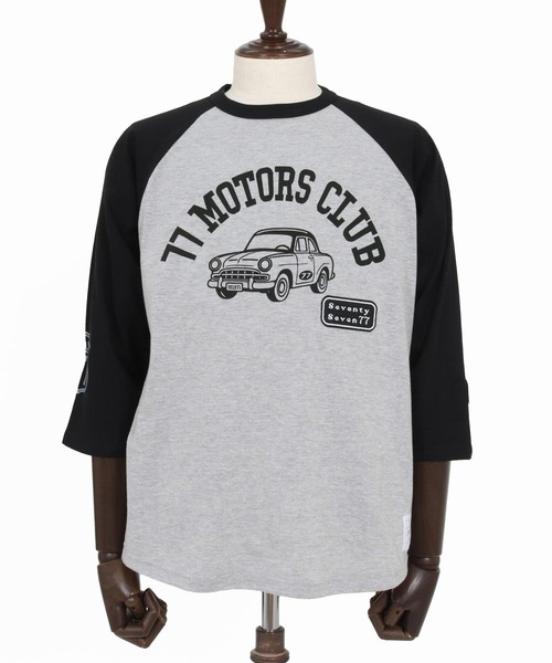 seventy seven(セブンティセブン)の「mt10168-half sleeve raglan t-shirt (77motors) ラグランTシャツ(7726S080)(Tシャツ/カットソー・メンズ・ホワイト×ネイビー/グレー系その他/ホワイト×ブラック・XL/L/M/S)」の18枚目の写真