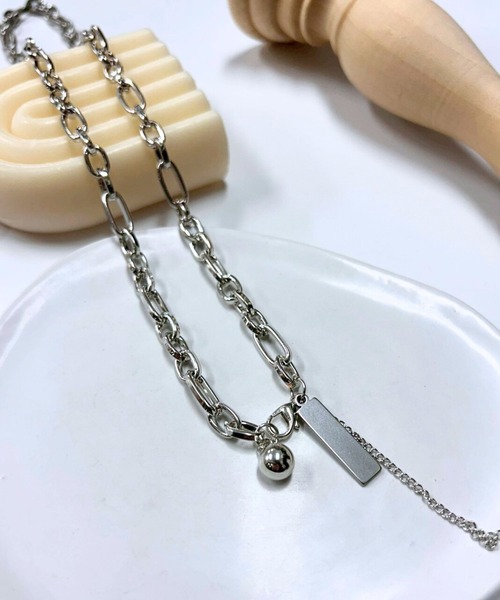 Bz》【456810】ボールチャームチェーンネックレス(RZ)（ネックレス