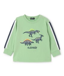 kladskap | 恐竜アップリケ袖ライン長袖Tシャツ(Tシャツ/カットソー)