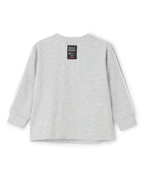 kladskap（クレードスコープ）の「恐竜アップリケ袖ライン長袖Tシャツ（Tシャツ/カットソー・キッズ・ライトカーキ/トップグレー・130cm/120cm/110cm/100cm/90cm）」の3枚目の写真