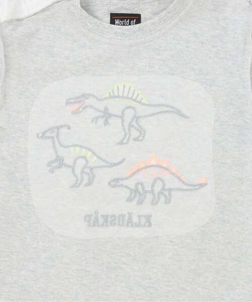 kladskap（クレードスコープ）の「恐竜アップリケ袖ライン長袖Tシャツ（Tシャツ/カットソー・キッズ・ライトカーキ/トップグレー・130cm/120cm/110cm/100cm/90cm）」の8枚目の写真