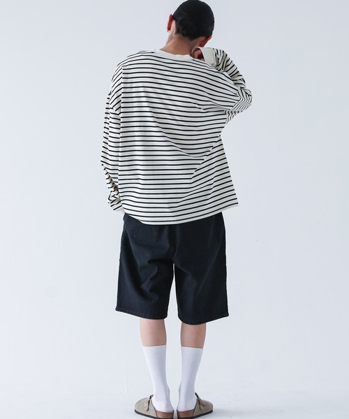 MDR（エムディアール）の「『ワイドシルエットボーダーロンT』（Tシャツ/カットソー・メンズ・ブラック/ホワイト・M/L）」の7枚目の写真
