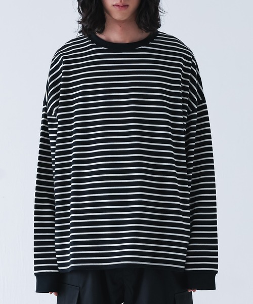 MDR（エムディアール）の「『ワイドシルエットボーダーロンT』（Tシャツ/カットソー・メンズ・ブラック/ホワイト・M/L）」の15枚目の写真