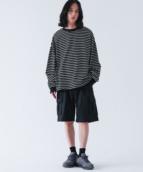 MDR（エムディアール）の「『ワイドシルエットボーダーロンT』（Tシャツ/カットソー・メンズ・ブラック/ホワイト・M/L）」の10枚目の写真