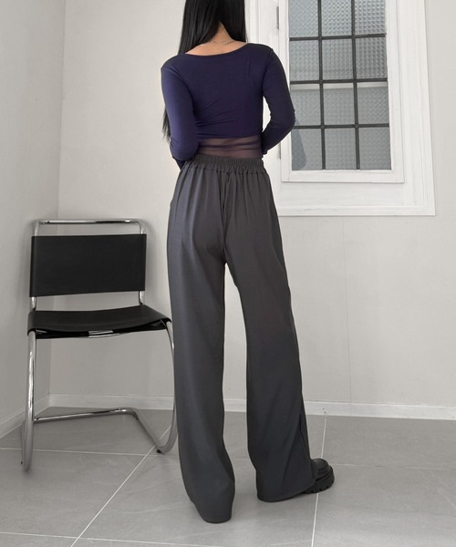 LVEU.(ラブユ.)の「【LVEU.】シアードッキングトップス / トップス カットソー チュール シアードッキング ストレッチ Uネック デザインカット デザインカットソー 長袖 ブラック ネイビー ホワイト ZOZOTOWN限定(Tシャツ/カットソー・レディース・ネイビー/ホワイト/ブラック・FREE)」の20枚目の写真