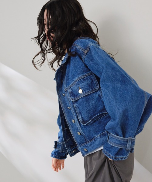Shelly island（シェリーアイランド）の「デザインデニムGジャン（デニムジャケット・レディース・ブルー・FREE）」の2枚目の写真