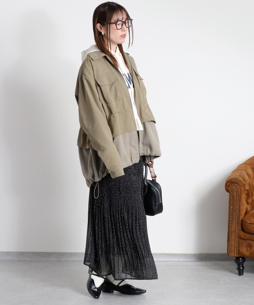cepo(セポ)の「レイヤードドロストジップブルゾン(ブルゾン・レディース・オフホワイト/オリーブ・M)」の20枚目の写真