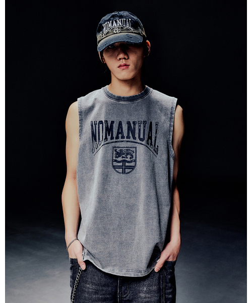 NOMANUAL（NOMANUAL）の「EMBLEM WASHED SLEEVELESS TEE - WASHED GRAY（Tシャツ/カットソー・レディース・その他・SMALL/MEDIUM/LARGE）」の3枚目の写真