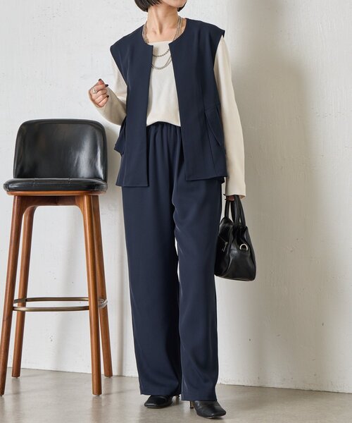 Jena espace merveilleux（ジェナ　エスパスメルヴェイユ）の「フリルベストセットアップ（ワンピース・レディース・チャコールグレー/ネイビー・FREE）」の2枚目の写真