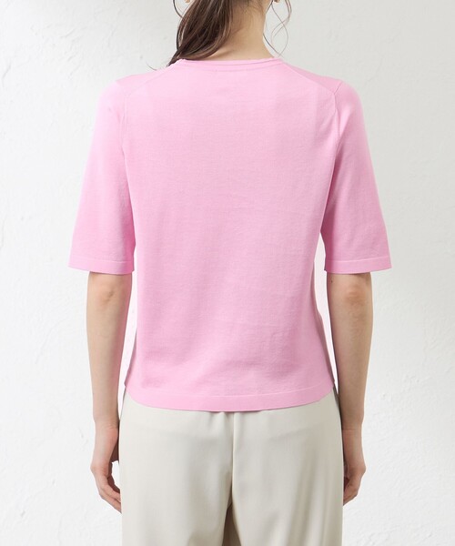 amaca(アマカ)の「コットンシルク クルーネックプルオーバー(Tシャツ/カットソー・レディース・ダークネイビー/ピンク系その他2・38/40)」の9枚目の写真