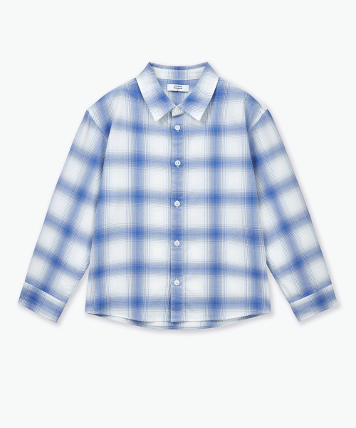 MUSINSA STANDARD KIDS（ムシンサスタンダードキッズ）の「リラックスドオンブレチェックシャツ [ホワイト/ブルー]（シャツ/ブラウス・レディース・その他・110/120/130/140/150/160）」の3枚目の写真