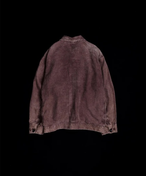 Anachronorm(アナクロノーム)の「【ANACHRONORM】FADED SULFUR DYED LINEN UTILITY JACKET(カバーオール・メンズ・ワイン・2)」の3枚目の写真