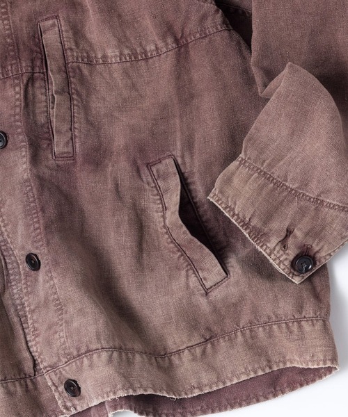 Anachronorm(アナクロノーム)の「【ANACHRONORM】FADED SULFUR DYED LINEN UTILITY JACKET(カバーオール・メンズ・ワイン・2)」の9枚目の写真