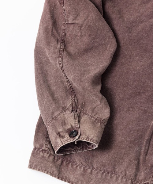 Anachronorm(アナクロノーム)の「【ANACHRONORM】FADED SULFUR DYED LINEN UTILITY JACKET(カバーオール・メンズ・ワイン・2)」の10枚目の写真