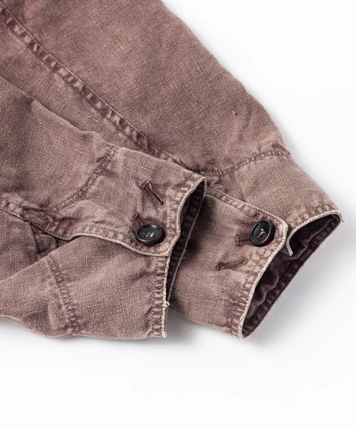 Anachronorm(アナクロノーム)の「【ANACHRONORM】FADED SULFUR DYED LINEN UTILITY JACKET(カバーオール・メンズ・ワイン・2)」の11枚目の写真