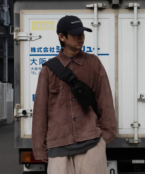Anachronorm(アナクロノーム)の「【ANACHRONORM】FADED SULFUR DYED LINEN UTILITY JACKET(カバーオール・メンズ・ワイン・2)」の13枚目の写真