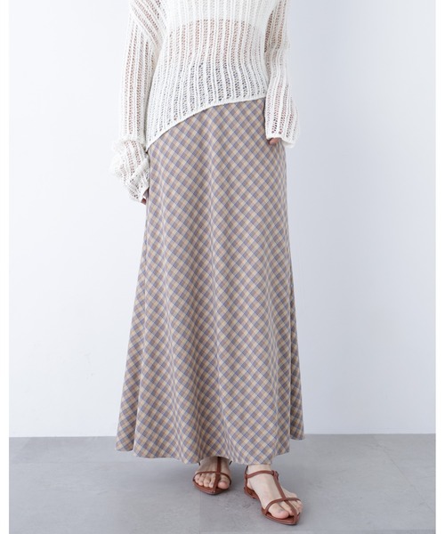 N.(N. Natural Beauty Basic)(エヌエヌナチュラルビューティーベーシック)の「チェックナロースカート(スカート・レディース・オレンジ系その他/グリーン系その他/ブラウン系その他・フリ-)」の1枚目の写真