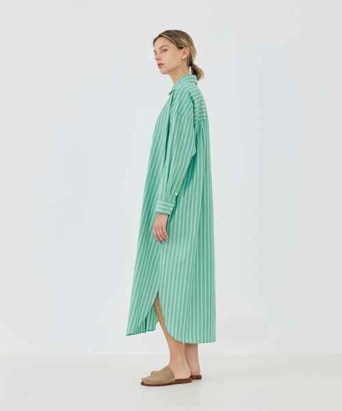 GALERIE VIE（ギャルリー ヴィー）の「ストライプブロード ロングシャツワンピース（ワンピース・レディース・ブルー系その他/グリーン系その他・FREE）」の4枚目の写真