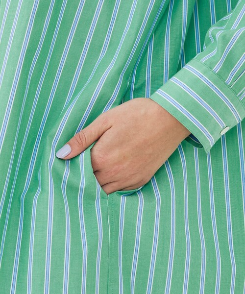 GALERIE VIE（ギャルリー ヴィー）の「ストライプブロード ロングシャツワンピース（ワンピース・レディース・ブルー系その他/グリーン系その他・FREE）」の8枚目の写真