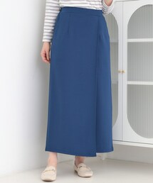 【洗濯機可/S-LL】腰まわりを自然にカバーする ラップ風ナロースカート