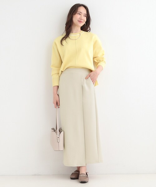 SHOO・LA・RUE（シューラルー）の「【洗濯機可/S-LL】腰まわりを自然にカバーする ラップ風ナロースカート（スカート・レディース・ブラック/ナチュラル/ネイビー・01/02/03/04）」の10枚目の写真