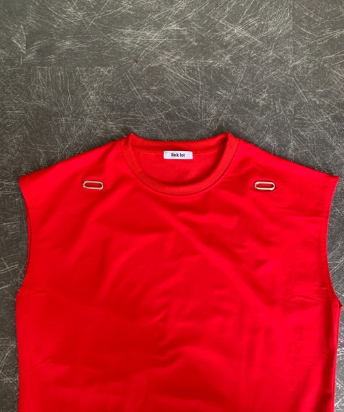 link lot(リンクロット)の「ドローコード付きノースリーブTシャツ(Tシャツ/カットソー・メンズ・レッド/ホワイト/ブラック・M)」の11枚目の写真