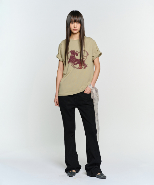 SUNBURNPROJECT(サンバーンプロジェクト)の「HEART DOG OVERFIT T-SHIRT, KHAKI(Tシャツ/カットソー・レディース・その他・FREE)」の1枚目の写真