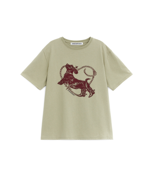 SUNBURNPROJECT(サンバーンプロジェクト)の「HEART DOG OVERFIT T-SHIRT, KHAKI(Tシャツ/カットソー・レディース・その他・FREE)」の2枚目の写真