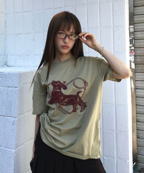 SUNBURNPROJECT(サンバーンプロジェクト)の「HEART DOG OVERFIT T-SHIRT, KHAKI(Tシャツ/カットソー・レディース・その他・FREE)」の5枚目の写真