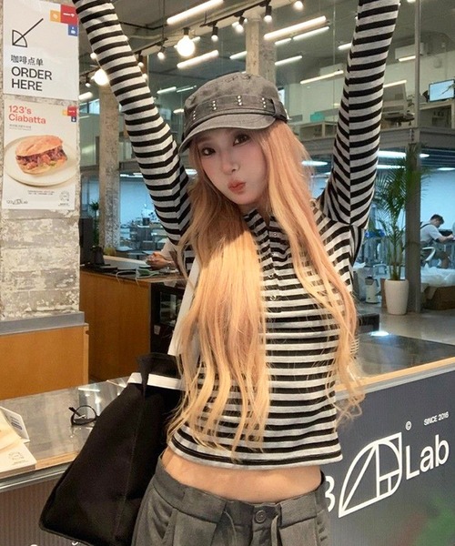 HALEY PESCA(ヘーリーペスカ)の「HALEY PESCA/シンプルボーダー カットソー(Tシャツ/カットソー・レディース・ピンク/ブルー/ブラック・MEDIUM/SMALL)」の5枚目の写真
