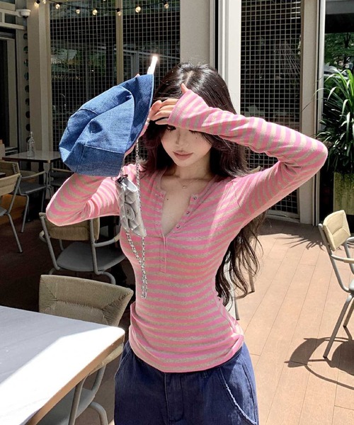 HALEY PESCA(ヘーリーペスカ)の「HALEY PESCA/シンプルボーダー カットソー(Tシャツ/カットソー・レディース・ピンク/ブルー/ブラック・MEDIUM/SMALL)」の12枚目の写真