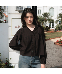Frill Pintuck Blouse [Black]