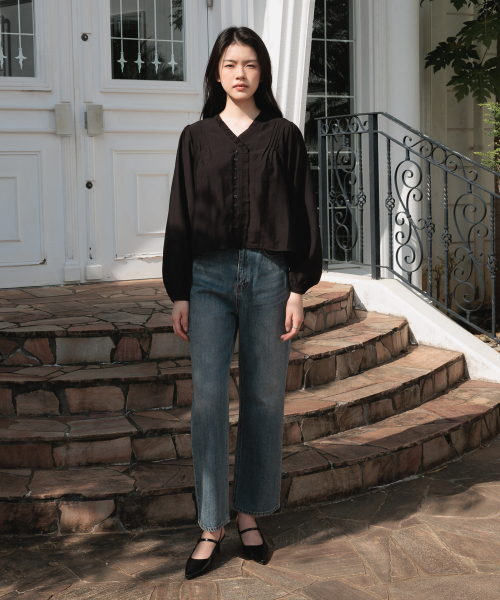DEHEVE（デヘヴェ）の「Frill Pintuck Blouse [Black]（シャツ/ブラウス・レディース・ブラック・FREE）」の5枚目の写真