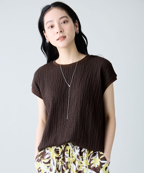 ANY(エニィ)の「レースフレンチスリーブプルオーバー(Tシャツ/カットソー・レディース・ホワイト系/ホワイト系1/ブラック系1/ダークブラウン系・F)」の4枚目の写真