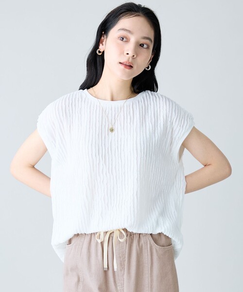 ANY(エニィ)の「レースフレンチスリーブプルオーバー(Tシャツ/カットソー・レディース・ホワイト系/ホワイト系1/ブラック系1/ダークブラウン系・F)」の7枚目の写真