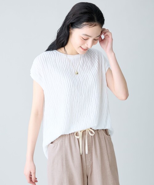 ANY(エニィ)の「レースフレンチスリーブプルオーバー(Tシャツ/カットソー・レディース・ホワイト系/ホワイト系1/ブラック系1/ダークブラウン系・F)」の8枚目の写真