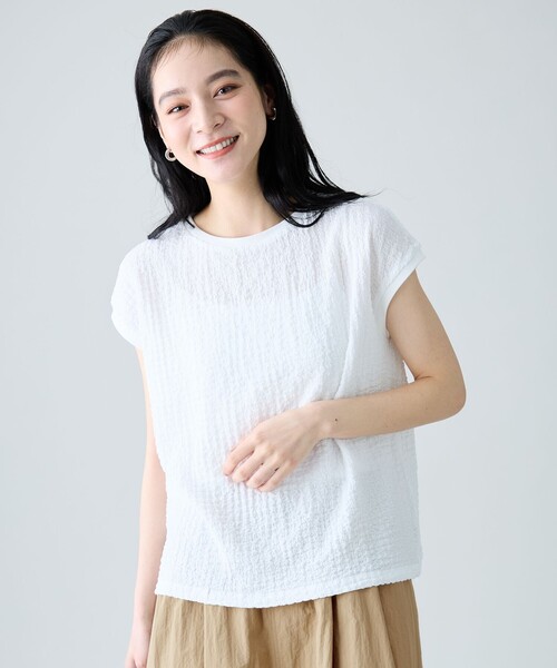 ANY(エニィ)の「レースフレンチスリーブプルオーバー(Tシャツ/カットソー・レディース・ホワイト系/ホワイト系1/ブラック系1/ダークブラウン系・F)」の20枚目の写真