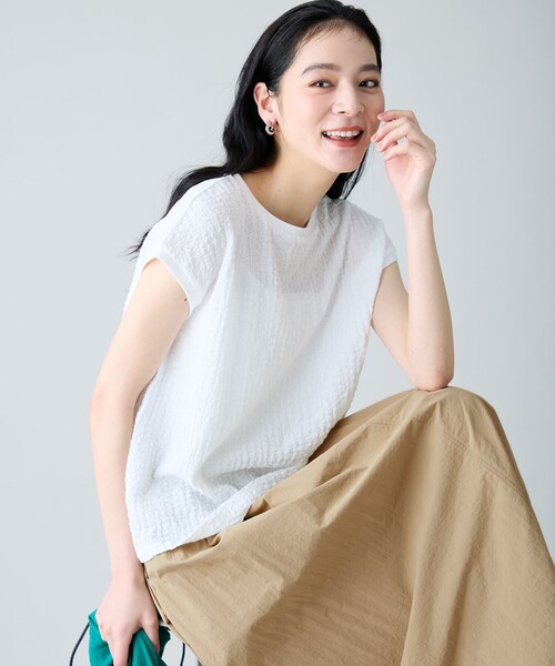 ANY(エニィ)の「レースフレンチスリーブプルオーバー(Tシャツ/カットソー・レディース・ホワイト系/ホワイト系1/ブラック系1/ダークブラウン系・F)」の22枚目の写真