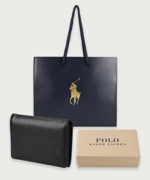 POLO RALPH LAUREN(ポロ ラルフ ローレン)の「【ショッパー付き】エンボスレザー カードケース(名刺入れ・メンズ・グリーン/ブラック/ネイビー・FREE)」の1枚目の写真