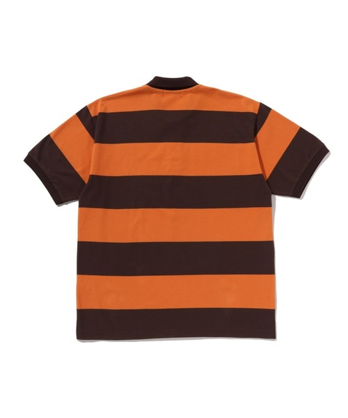 A BATHING APE（アベイシングエイプ）の「MILO ONE POINT STRIPE RELAXED FIT POLO（ポロシャツ・メンズ・ブラック/ブラウン・LARGE/X-LARGE/XX-LARGE/MEDIUM/SMALL）」の4枚目の写真