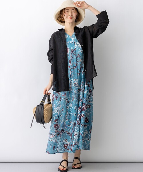 23区 S(ニジュウサンクチイサイサイズ)の「リネンミックスシアースラブ オーバーシャツ(シャツ/ブラウス・レディース・カーキ系/ベージュ系/ブラック系・32)」の10枚目の写真