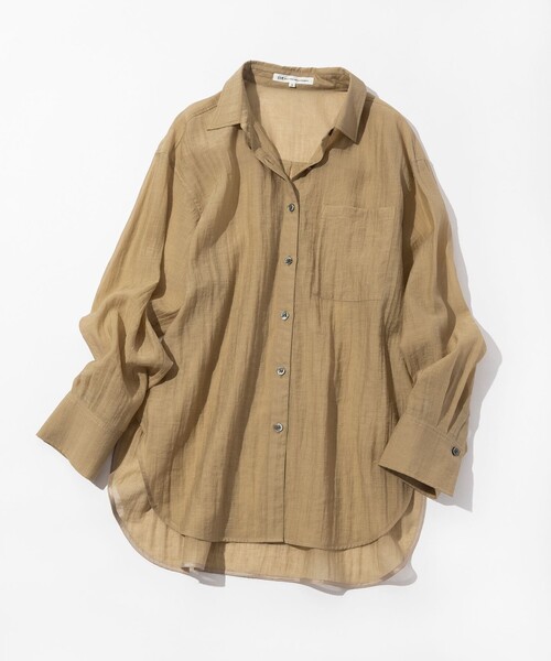 23区 S(ニジュウサンクチイサイサイズ)の「リネンミックスシアースラブ オーバーシャツ(シャツ/ブラウス・レディース・カーキ系/ベージュ系/ブラック系・32)」の14枚目の写真