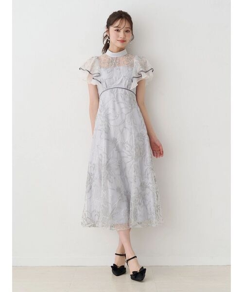 MERCURYDUO（マーキュリーデュオ）の「エンブロイダリーラッフルワンピース（ワンピース・レディース・ベビーピンク/ライトグレー・MEDIUM/SMALL）」の13枚目の写真