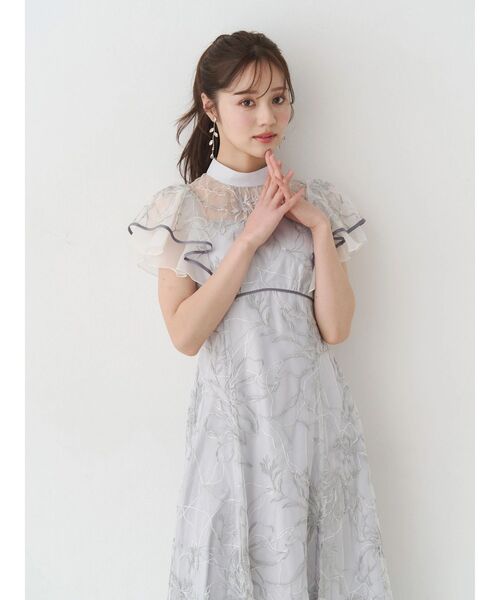 MERCURYDUO（マーキュリーデュオ）の「エンブロイダリーラッフルワンピース（ワンピース・レディース・ベビーピンク/ライトグレー・MEDIUM/SMALL）」の15枚目の写真