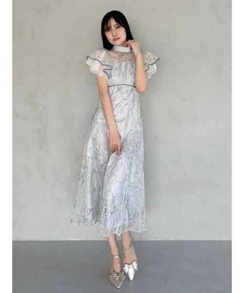 MERCURYDUO（マーキュリーデュオ）の「エンブロイダリーラッフルワンピース（ワンピース・レディース・ベビーピンク/ライトグレー・MEDIUM/SMALL）」の18枚目の写真