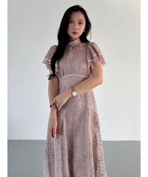 MERCURYDUO(マーキュリーデュオ)の「エンブロイダリーラッフルワンピース(ワンピース・レディース・ベビーピンク/ライトグレー・MEDIUM/SMALL)」の14枚目の写真